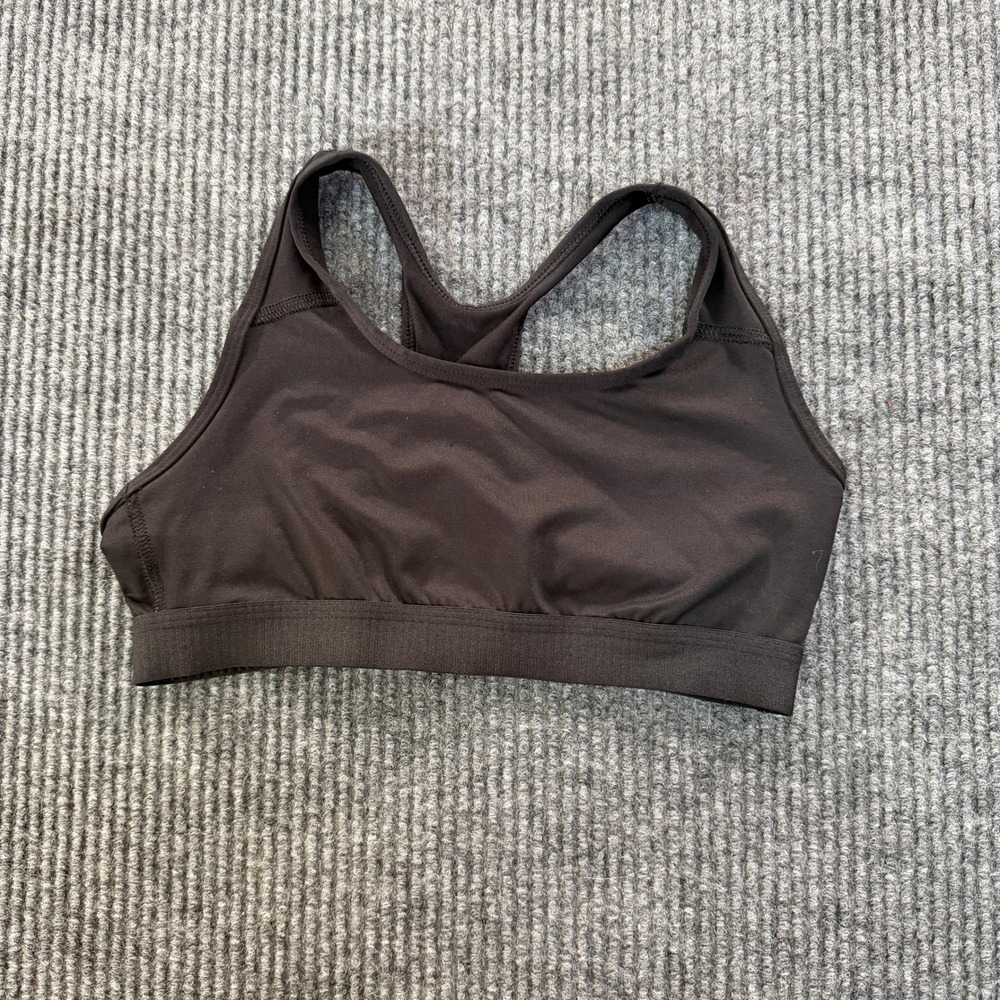 Athletic Works Women Racerback Sports Bra 34 Black Solid Stretch Polyester